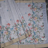 Semi Raw Silk Grey Printed Saree In Tree Design