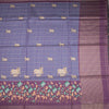 Raw Silk Purple Zari Stripes Saree With Animal Design