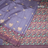 Raw Silk Purple Zari Stripes Saree With Animal Design