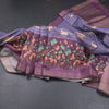Raw Silk Purple Zari Stripes Saree With Animal Design