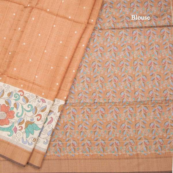 Raw Silk Pale Orange Zari Stripes Saree