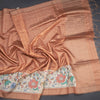 Raw Silk Pale Orange Zari Stripes Saree