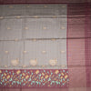 Raw Silk Grey Zari Stripes Saree With Animal Design