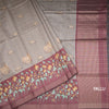 Raw Silk Grey Zari Stripes Saree With Animal Design