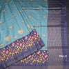 Raw Silk Light Blue Zari Stripes Saree With Animal Design