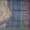 Raw Silk Cream Floral Printed Saree 03