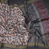 Raw Silk Cream Floral Printed Saree 04