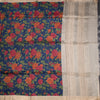 Pure Tussar Dark Blue Floral Printed Saree 02