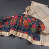 Pure Tussar Dark Blue Floral Printed Saree 02