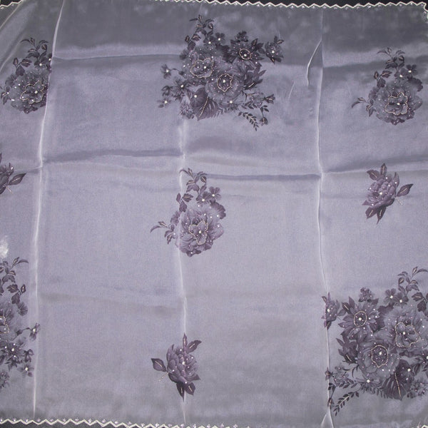 Organza Cream Printed With Sequence Work Saree