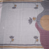 Semi Linen Grey Thread Work Saree