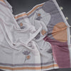 Semi Linen Grey Thread Work Saree