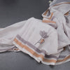 Semi Linen Grey Thread Work Saree