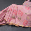 Silk Cotton Pink Floral Thread Work Saree