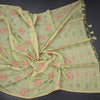 Silk Cotton Light Green Floral Thread Work Saree