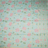 Silk Cotton Mint Green Floral Thread Work Saree