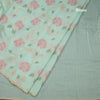 Silk Cotton Mint Green Floral Thread Work Saree