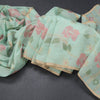 Silk Cotton Mint Green Floral Thread Work Saree