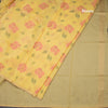 Silk Cotton Yellow Floral Thread Work Saree