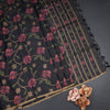 Silk Cotton Black Floral Thread Work Saree