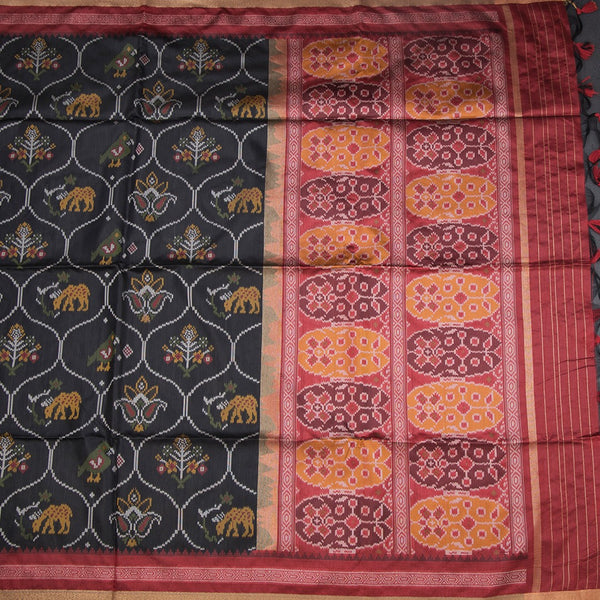 Raw Silk Black Printed Saree