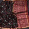 Raw Silk Black Printed Saree 02