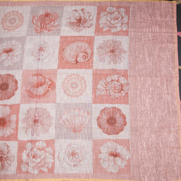 Linen Multi Colour Printed Saree