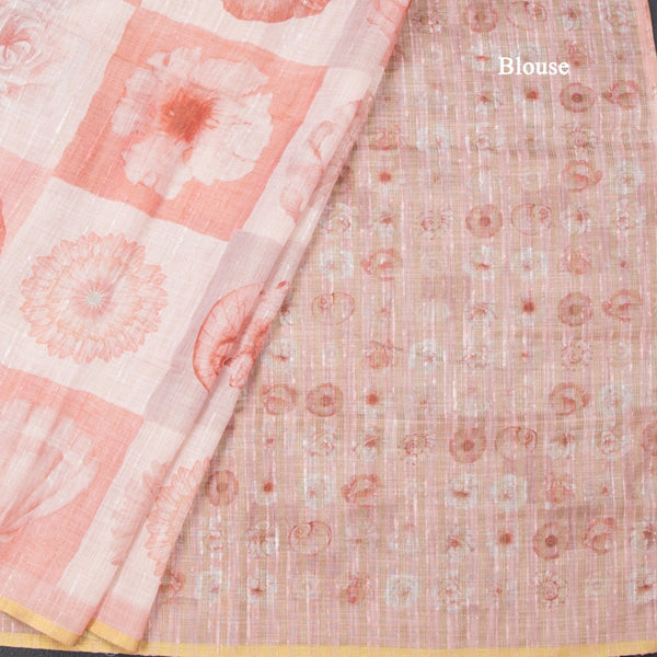 Linen Multi Colour Printed Saree