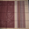 Raw Silk Maroon Checks With Printed Saree