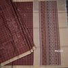 Raw Silk Maroon Checks With Printed Saree