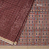 Raw Silk Maroon Checks With Printed Saree