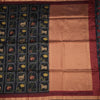 Raw Silk Black Printed Saree And Zari Border