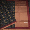 Raw Silk Black Printed Saree And Zari Border