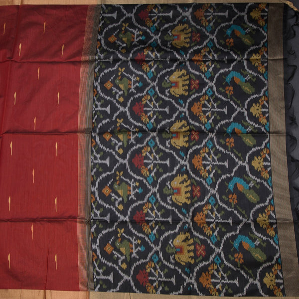 Silk Cotton Maroon Saree With Malli Moggu Design