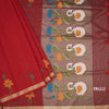 Raw Silk Red Thread Work Saree