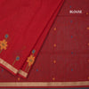 Raw Silk Red Thread Work Saree