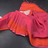 Raw Silk Reddish Pink Zari Checked Saree