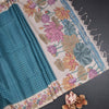 Raw Silk Peacock Blue Zari Checked Saree