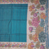 Raw Silk Peacock Blue Zari Checked Saree