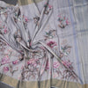Raw Silk Grey Floral Printed Saree