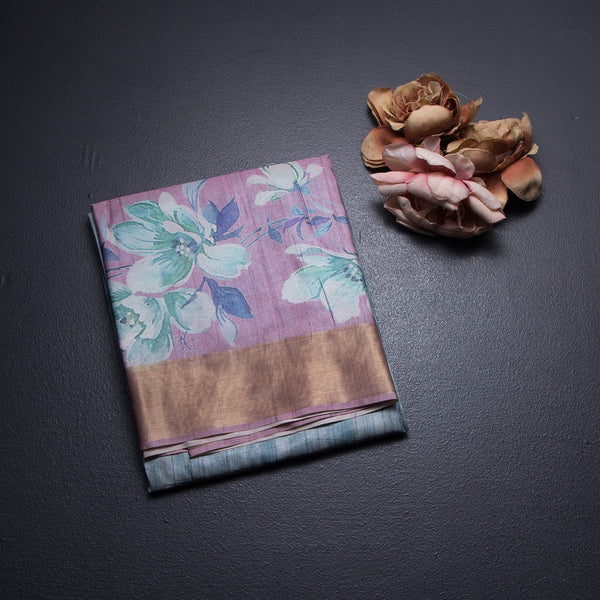 Raw Silk Multi Colour Floral Printed Saree 03