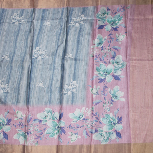 Raw Silk Multi Colour Floral Printed Saree 03
