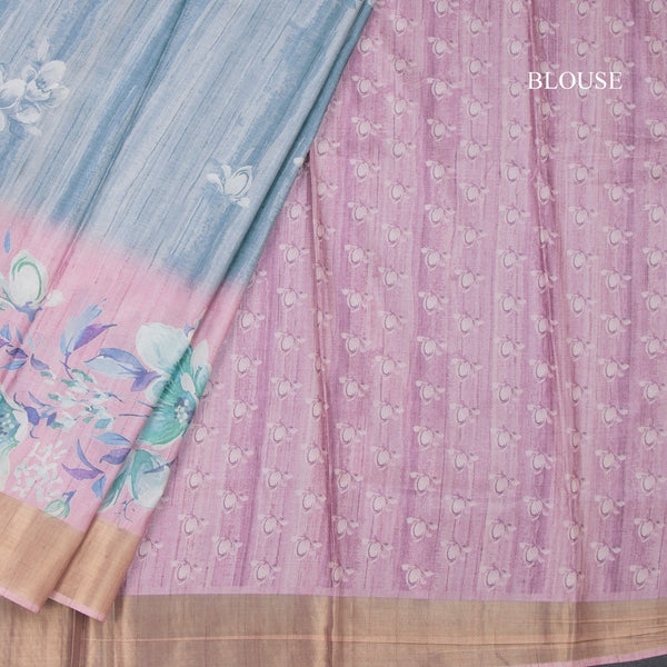 Raw Silk Multi Colour Floral Printed Saree 03