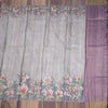 Raw Silk Grey Floral Printed Saree 02