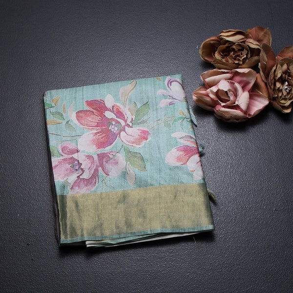 Raw Silk Multi Colour Floral Printed Saree