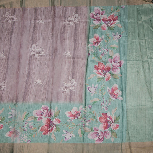 Raw Silk Multi Colour Floral Printed Saree