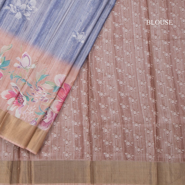 Raw Silk Multi Colour Floral Printed Saree 02