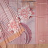 Raw Silk Peach Floral Printed Saree 04