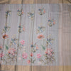 Raw Silk Grey Floral Printed Saree 03