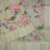 Raw Silk Pista Green Floral Printed Saree